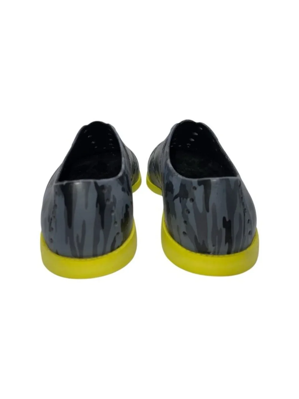 Biion Oxford Wingtip Spikeless Golf Shoes Women's 8 Grey Camo Yellow Men's 6